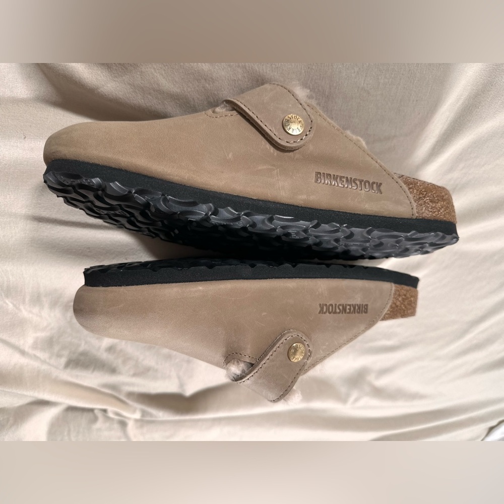 Boston Big Buckle Genuine Shearling Lined Clog Tobacco Brown 7W/5M 38 EUR - Picture 14 of 15